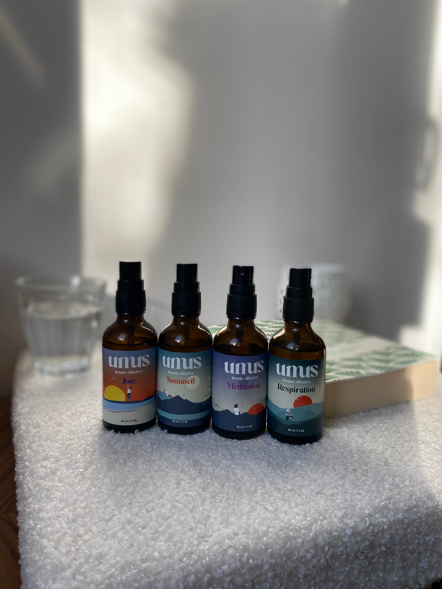 photo des 4 parfums d'ambiance joie sommeil respiration méditation